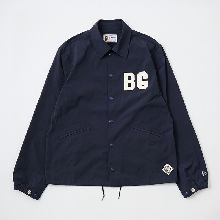 FELCO (フェルコ)  CLASSIC FIT SET IN SLEEVE UNLINED COACH JACKET SNAP BUTTON FRONT BROOKLIN ROYAL GIANTS - NAVY_NAVY SNAP_BLACK DRAWCORD 黒ん坊競技団体 コーチジャケット メンズ