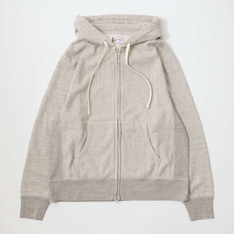 FELCO (フェルコ) CLASSIC FIT INVERSE WEAVE FULL ZIP PARKA KANGAROO POCKET 10oz FRENCH TERRRY - 05 TWESTED GREY スウェット ジップパーカー メンズ