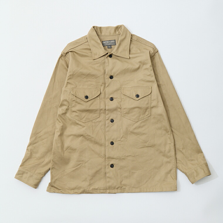EMPIRE \u0026 SONS (帝国 アンド サンズ) WORK SHIRT JACKET HIGHCOUNT CHINO CLOTH - KHAKI ティーシャツ上衣 メンズ
