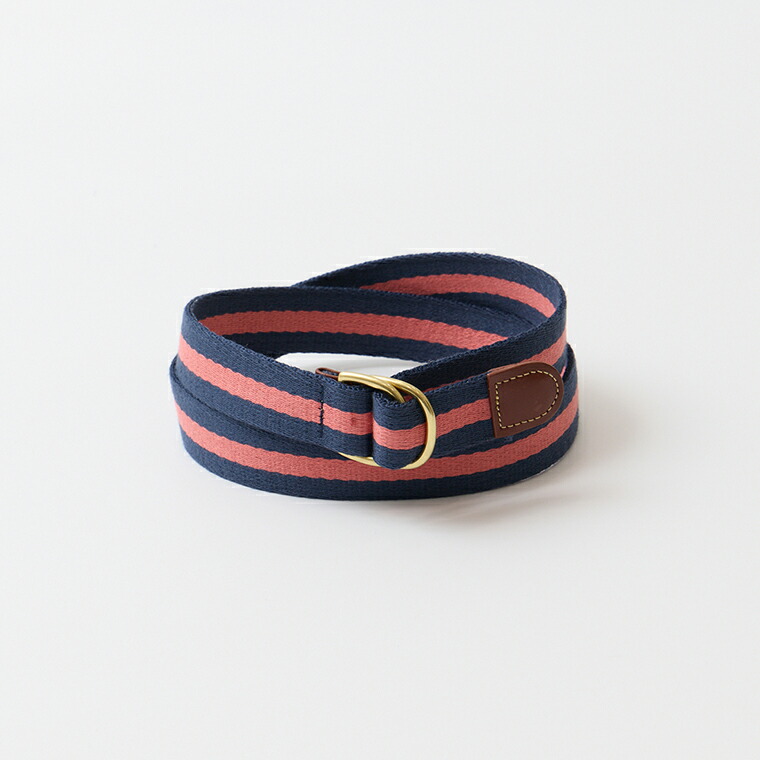 LEATHERMAN BELT (レザーマンベルト) SURCINGKLE D RING BELT LEATHER FINISH W/BRASS BUCKLE - NAVY_SAIL RED メンズ アメリカ製 ベルト