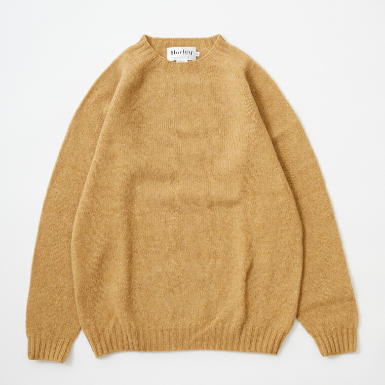 HARLEY OF SCOTLAND (ハーレーオブスコットランド)  PURE NEW WOOL SADDLE SHOULDER CREW NECK SWEATER - AUTUMN CRISP 労働者の一団のど首 プルオーバー 編み物 AUTUMN_CRISP