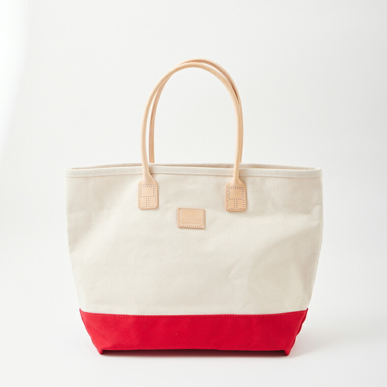 HERITAGE LEATHER (ヘリテイジレザー)  CANVAS BOTTOM DAY TOTE - NATURAL RED CANVAS トートバッグ メンズ