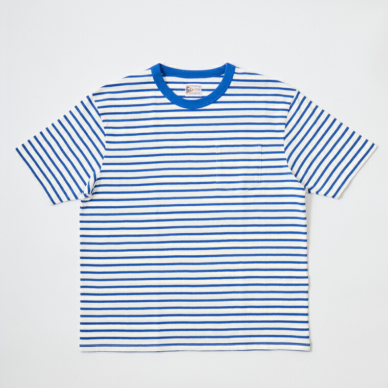 FELCO (フェルコ) S/S CREW POCKET TEE AMERICAN VINTAGE STRIPE - 140BLUE-WHITE ストライプTシャツ メンズ