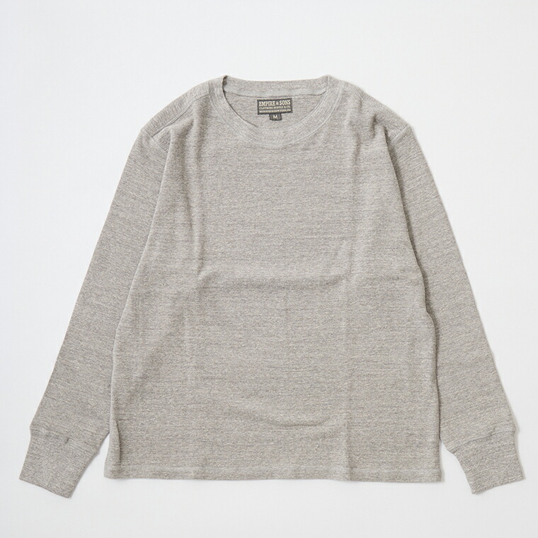 EMPIRE & SONS (エンパイア アンド サンズ) L/S CREW NECK-T HALF CARDIGAN STITCH - HEATHER GRAY ロンT メンズ’’