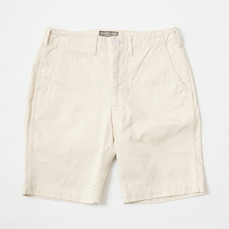 EMPIRE & SONS (エンパイア アンド サンズ) PLAIN SHORT HIGHCOUNT WEAPON W/ZIPPER FRONT - NATURAL ハーフパンツ メンズ&rsquo;｜Explorer