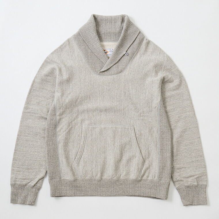 FELCO (フェルコ) 12oz TERRY INVERSE WEAVE SHAWL COLLAR PULLOVER - TWISTED GREY ショールカラー トレーナー メンズ’