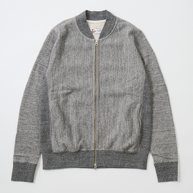 FELCO (フェルコ)  16薬局衡オンス TERRY ZIP BASEBALL NECK W/SLASH POCKET - TWISTED CHAROAL 汗水 スタジャン メンズ’