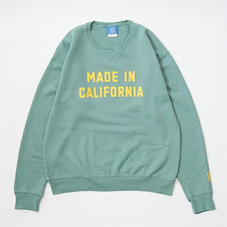 CALIFOLKS (カリフォークス) MADE IN CALIFORNIA COMFORT WASH CREW NECK SWEAT SHIRT - GREEN スウェット トレーナー メンズ&rsquo;｜Explorer
