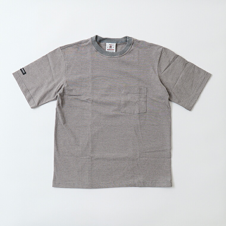 BARBARIAN (バーバリアン)  S/S LIGHT WEIGHT CREW NECK POCKET SHIRT -  GREY_OXFORD_GRAPHITE_COAL 衣嚢プルオーバー メンズ
