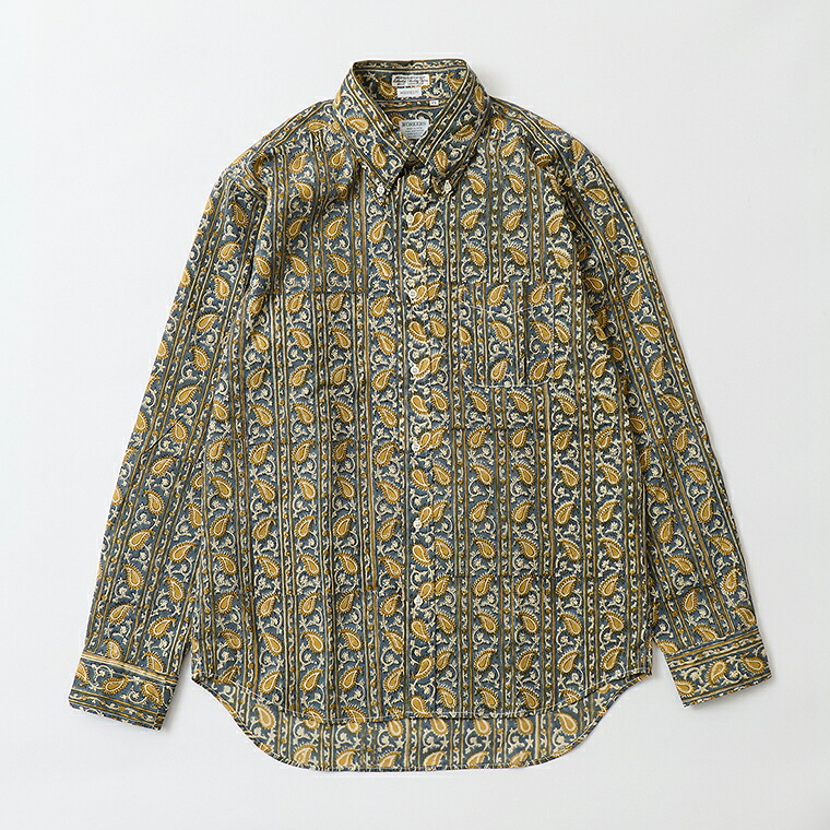 WORKERS (ワーカーズ) LONG SLEEVE MODIFIED BD INDIA BLOCK PRINT - PAISLEY ボタンダウンシャツ メンズ｜Explorer