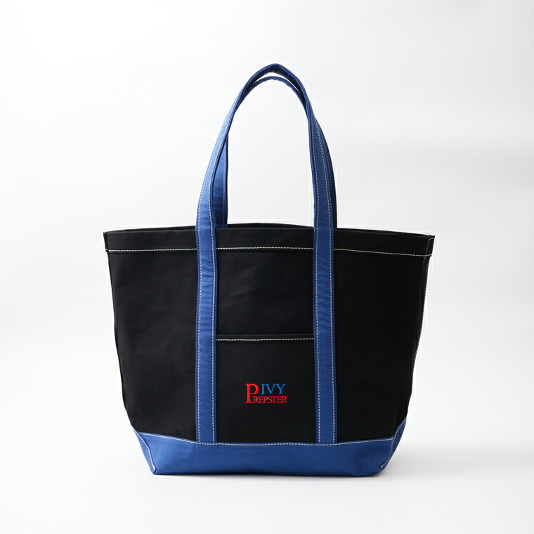 IVY PREPSTER (アイビープレップスター)  MONTAUK CANVAS TOTE BAG - BLACK_NAVY 帆布 トートバッグ メンズ