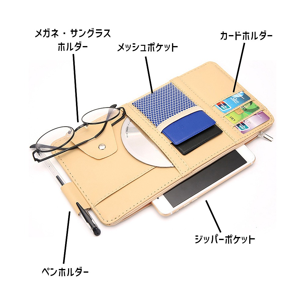 激安直営店 車 サンバイザー 収納 整理整頓 ホルダー ポケット 車内 車載 小物入れ 多機能 取り付け 簡単 カー用品 便利 Www Yourrequestentertainment Com