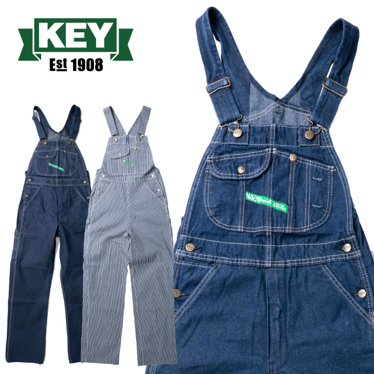 『KEY INDUSTRIES INC/ 手当たり インダストリーズ インキ』KEY273 KEY BIB OVERALL HI-BACK ZIP FLY / ビブオーバーオール ご機嫌うしろ側 ジップフライ -全3色- アメカジ/物の具隠し/ビンテージ[KEY273]
