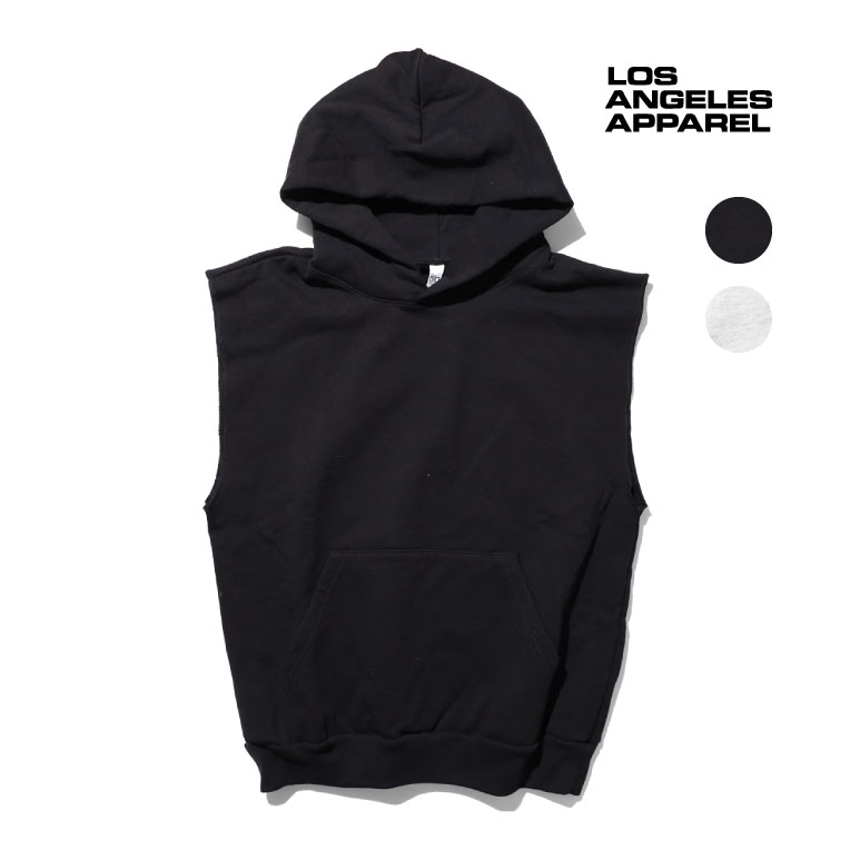 LOSANGELES APPAREL / ロサンゼルスアパレル L-HF08 SLEEVELESS HOOD PULLOVER 14oz / スリーブレス フードプルオーバー -全2色- フード付き オーバーサイズ ノースリーブ ポケット USA 裏起毛 [L-HF08]｜IMPORT SHOP Extra Exceed