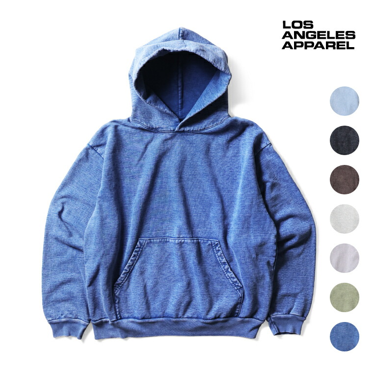 LOS ANGELES APPAREL / 天使の都市御召しもの L-HF09MW HEAVY FLEECE HOOD PO 14薬局衡オンス MW / ミネラルウォッシュヘビーフリースフードプルオーバー -全7色- メンズ パーカー 汗水 フーディー アメカジ ヴィンテージ 無地 亜米利加製 [L-HF09MW]