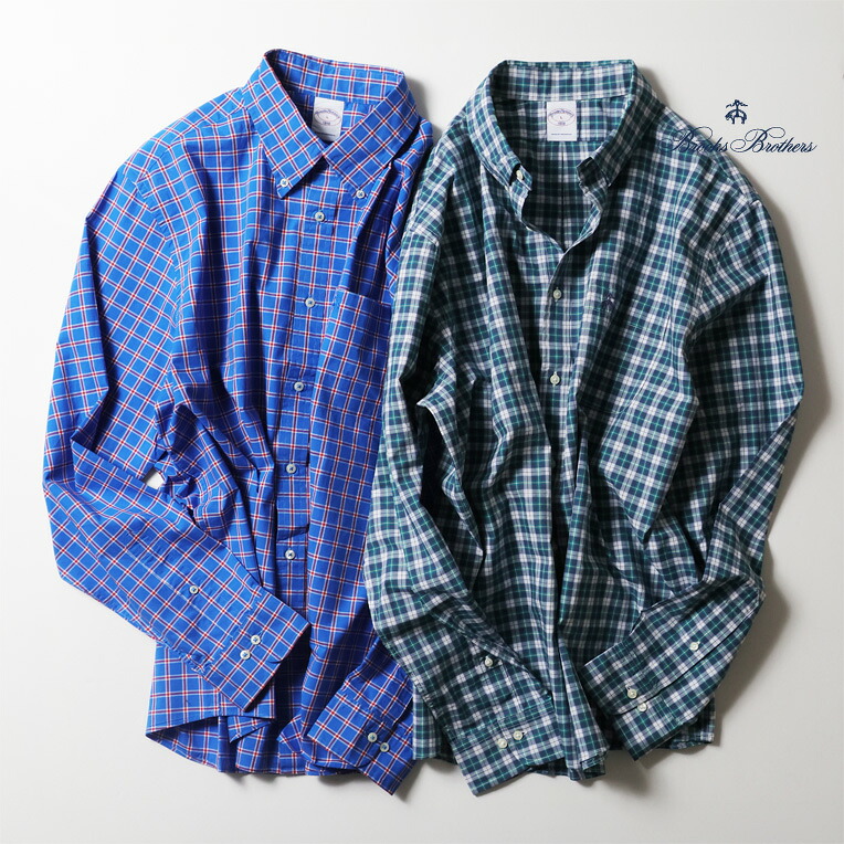 BROOKS BRITHERS / ブルックスブラザーズ BR02 CHECK LONG SLEEVE SHIRTS /  読み合わせる長袖プルオーバー -全2色- 心地よいプルオーバー メンズ 読み合わせるプルオーバー プレッピー 型どおり ボタンダウンシャツ 置き目 亜米利加 心地よい アメカジ 綿織物 [BR02]