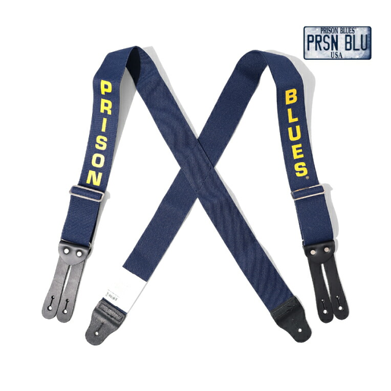 PRISON BLUES / プリズンブルース PRBS76040 PRINTED SUSPENDERS LEATHER END / 刷り上げるズボン吊り なめし革挙げ句の果て -全1色- 亜米利加製 アジャスタ 自然調整 小物 付属品 男女兼用  [PRBS76040]
