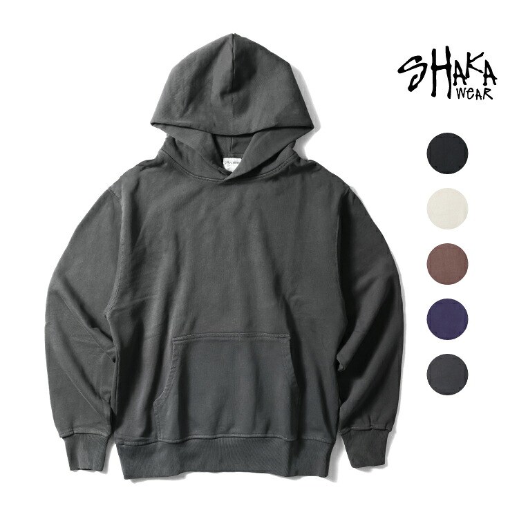 SHAKA WEAR / シャカウェア S-GD-F-HO 13.5oz LOSANGELS GARMENT DYE FLEECE HOODIE / 13.5オンスガーメントダイフリースフーディ -全5色- メンズ パーカー プルオーバー スウェット オーバーサイズ ストリート シンプル 無地 製品染め [S-GD-F-HO]｜IMPORT SHOP Extra Exceed