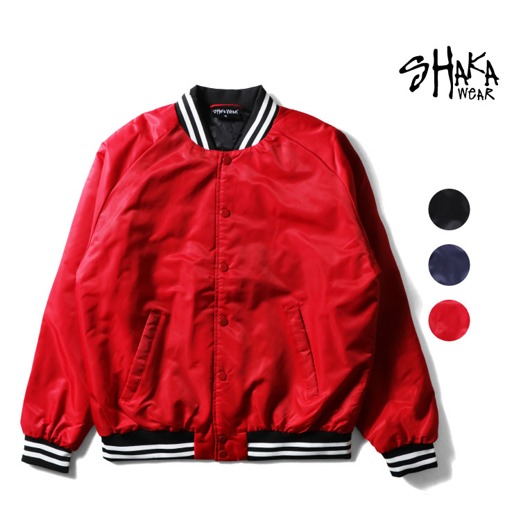 SHAKA WEAR / シャカウェア SHAKA05 V-BOMBER JACKET / バーシティボンバージャケット -全3色- メンズ 上衣 スタジャン 単科大学 ミリタリー 心地好い アメカジ 分かりやすい 表どおり スポーティ  [SHAKA05]