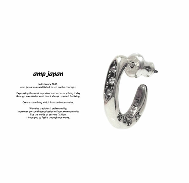 amp japan アンプリファイアージャパン 17AO-501 Cavalry Stone PierceAMP JAPAN Silver しろがね色 スワロフスキー フープ ピアス メンズ レディース
