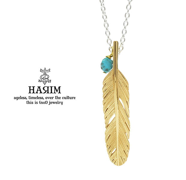 HARIM ハリム HRP120 GP Feather Necklace /S 【CENTER】Silver しろがね色 K18 Gold ゴールド 上塗り 鳥毛 首飾り メンズ レディース