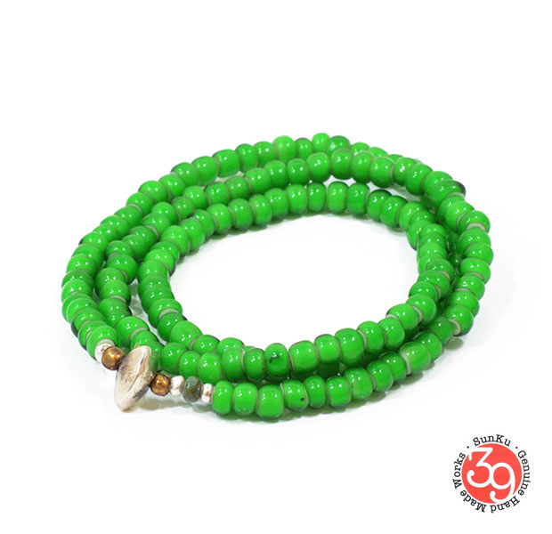 Sunku/39/サンク LTD-010 White Heart Beads Necklace & Bracelet Green アンティークビーズブレスレット Necklace/ネックレス Silver925/シルバー/BRASS/真鍮 アンティーク/ターコイズ/Turquoise アクセサリー
