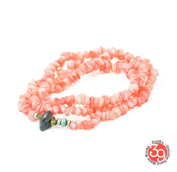 Sunku/39/サンク SK-052 Pink Coral Necklace & Bracelet アンティークビーズブレスレット Necklace/ネックレス Silver925/シルバー/BRASS/真鍮 アンティーク/ターコイズ/Turquoise/サンゴ/Coral アクセサリー