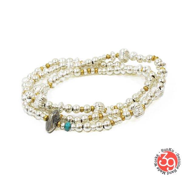 Sunku/39/サンクSK-054 Mix Silver Beads Necklace & BraceletアンティークビーズブレスレットNecklace/ネックレスSilver925/シルバー/BRASS/真鍮アンティーク/ターコイズ/Turquoiseアクセサリー|EXTREME