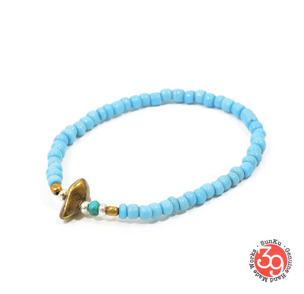 Sunku/39/サンク LTD-017 Antique Beads Bracelet Sax アンティークビーズブレスレット Bracelet/ブレスレット Silver925/シルバー/BRASS/真鍮 アンティーク/ターコイズ/Turquoise アクセサリー