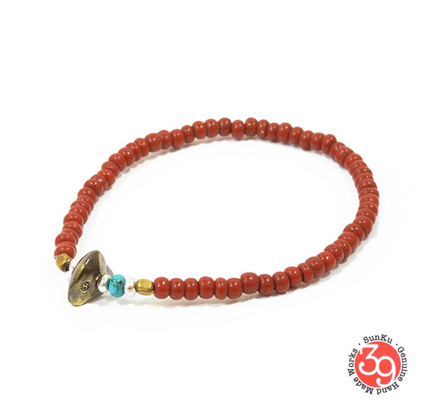 Sunku/39/サンク LTD-019 Antique Beads Bracelet Brown アンティークビーズブレスレット Bracelet/ブレスレット Silver925/シルバー/BRASS/真鍮 アンティーク/ターコイズ/Turquoise アクセサリー