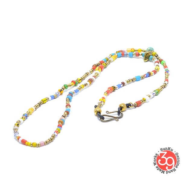 Sunku 39 サンク SK-064-MIX White Heart Eyewear Holder アンティークビーズブレスレット Bracelet ブレスレット Silver925 シルバー BRASS 真鍮 アンティーク/ターコイズ Turquoise メンズ レディース