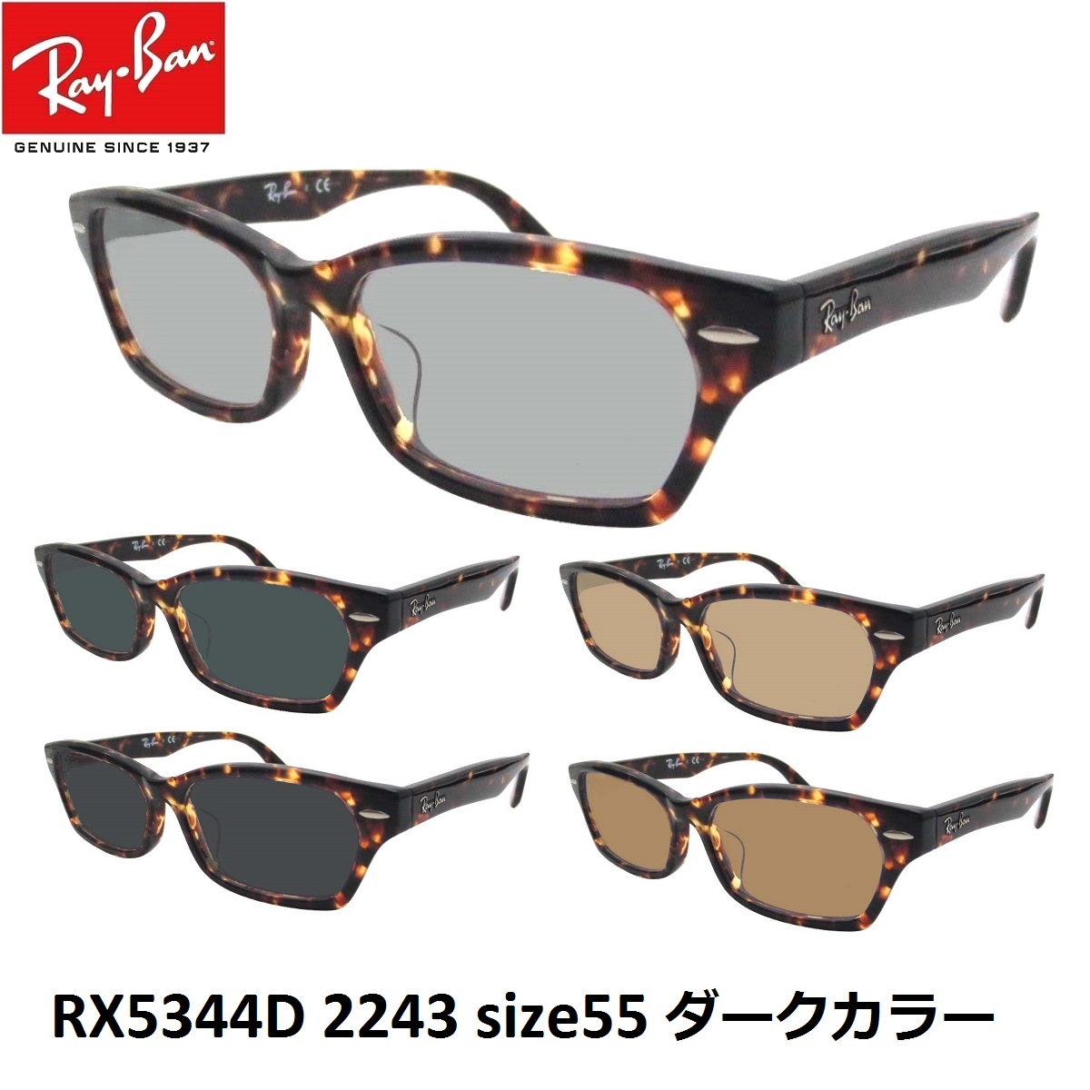 最新人気 Eyemaxオリジナルサングラスカラーレイバン サングラス ダークカラー Ray Ban Rx5344d 2243 55 アジアンフィット セルフレーム メンズ レディース 男女兼用 Uvカットカラーレンズ付き 度なし ミラリジャパンメーカー保証書付 あす楽対応 日本最大級