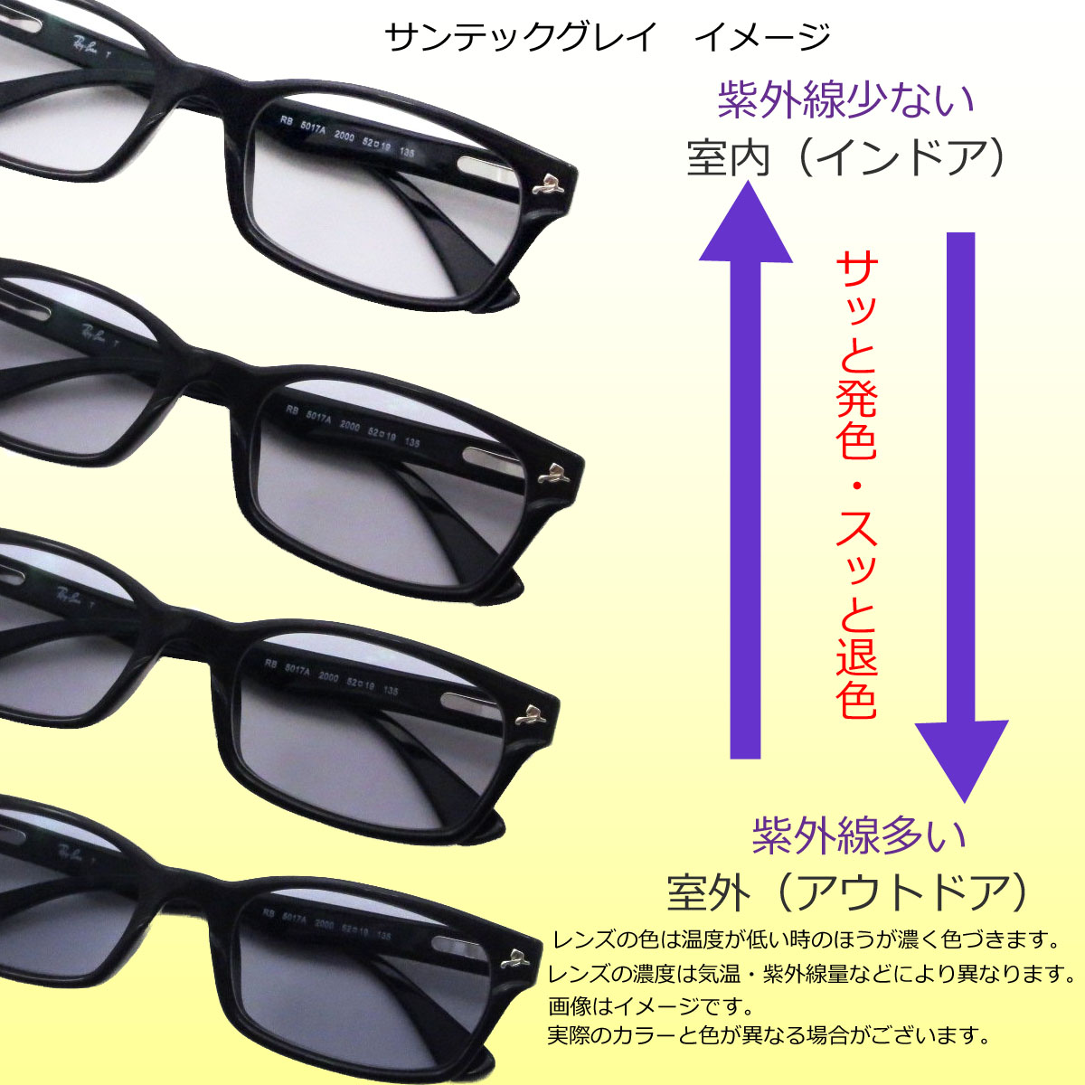 楽天市場 レイバン メガネ Ray Ban Rx5017a 2000 52 色が変わる調光レンズ付 Hoya サンテック調光メガネセット 調光レンズ 調光サングラスセット 大人気のクロセルフレーム メンズ レディース 男女兼用 Eye Max