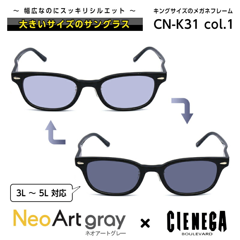 大きいサイズ サングラス 調光 ネオアート シェネガ CIENEGA CN-K31 C-1 メンズ 男性 ビジネス カジュアル ウェリントン