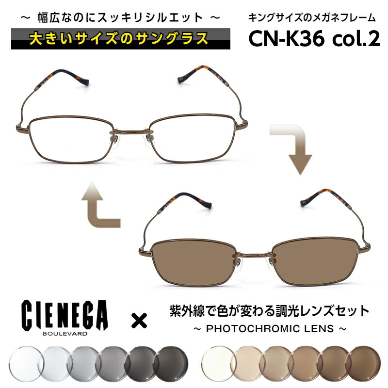 大きいサイズ 調光 サングラス シェネガ CIENEGA CN-K36 C-2 メンズ 男性 ビジネス カジュアル スクエア