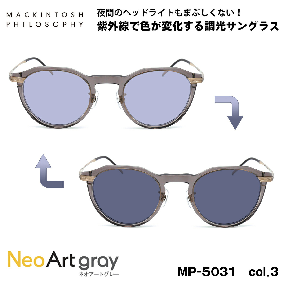 調光 サングラス ネオアート MP-5031 col.3 47mm マッキントッシュ フィロソフィー MACKINTOSH PHILOSOPHY UVカット｜メガネ補聴器の専門店　アイニード