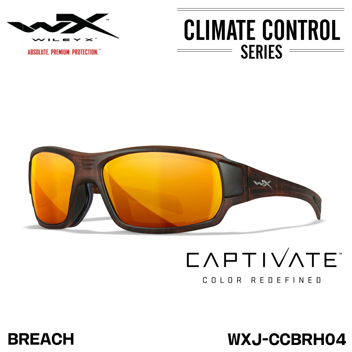 ワイリーエックス ブリーチ 偏光 サングラス WXJ-CCBRH04 WILEY X WX BREACH 04 キャプティベイト ブロンズミラー