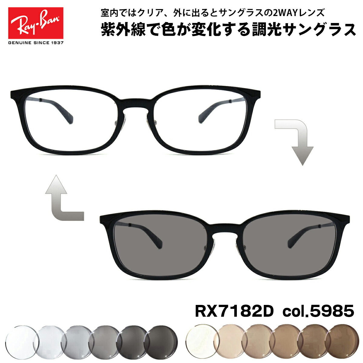 楽天市場】レイバン 調光 サングラス RX7182D (RB7182D) 2012 53mm Ray 