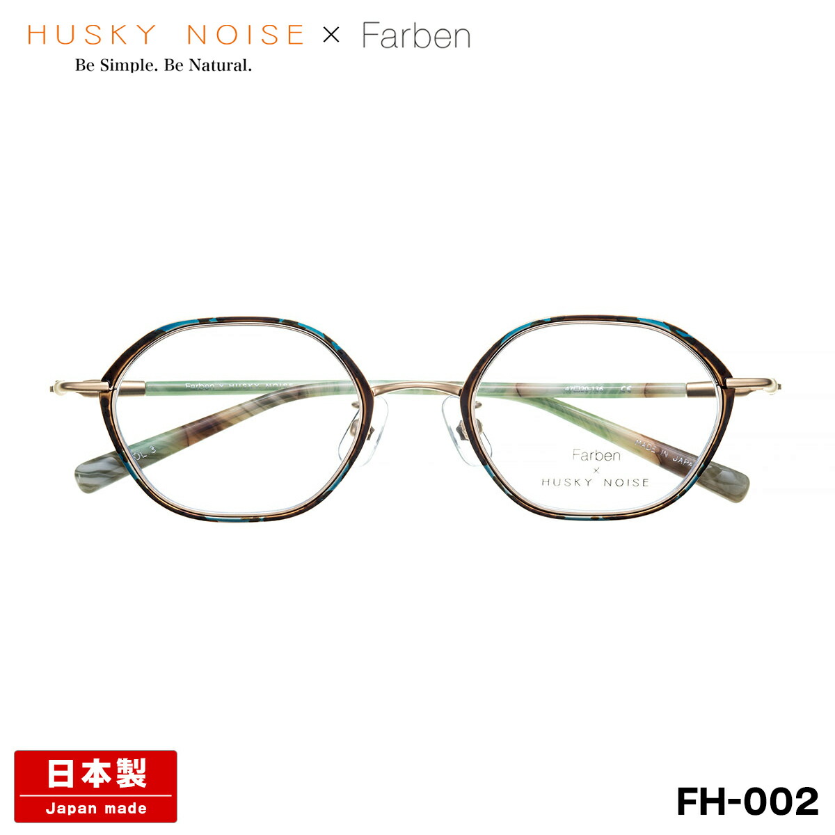 ハスキーノイズ ファルベン メガネ FH-002 4色 47mm HUSKY NOISE × Farben コラボ 日本製 鯖江 フレーム 女性 レディース
