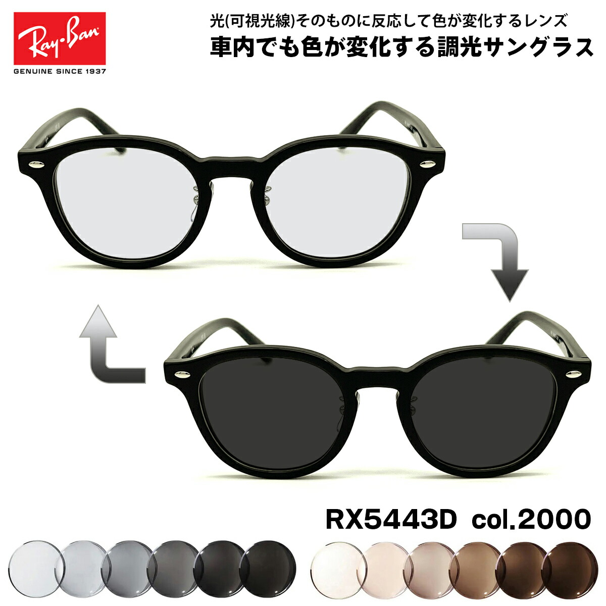 楽天市場】レイバン 可視光調光 サングラス RX5443D (RB5443D