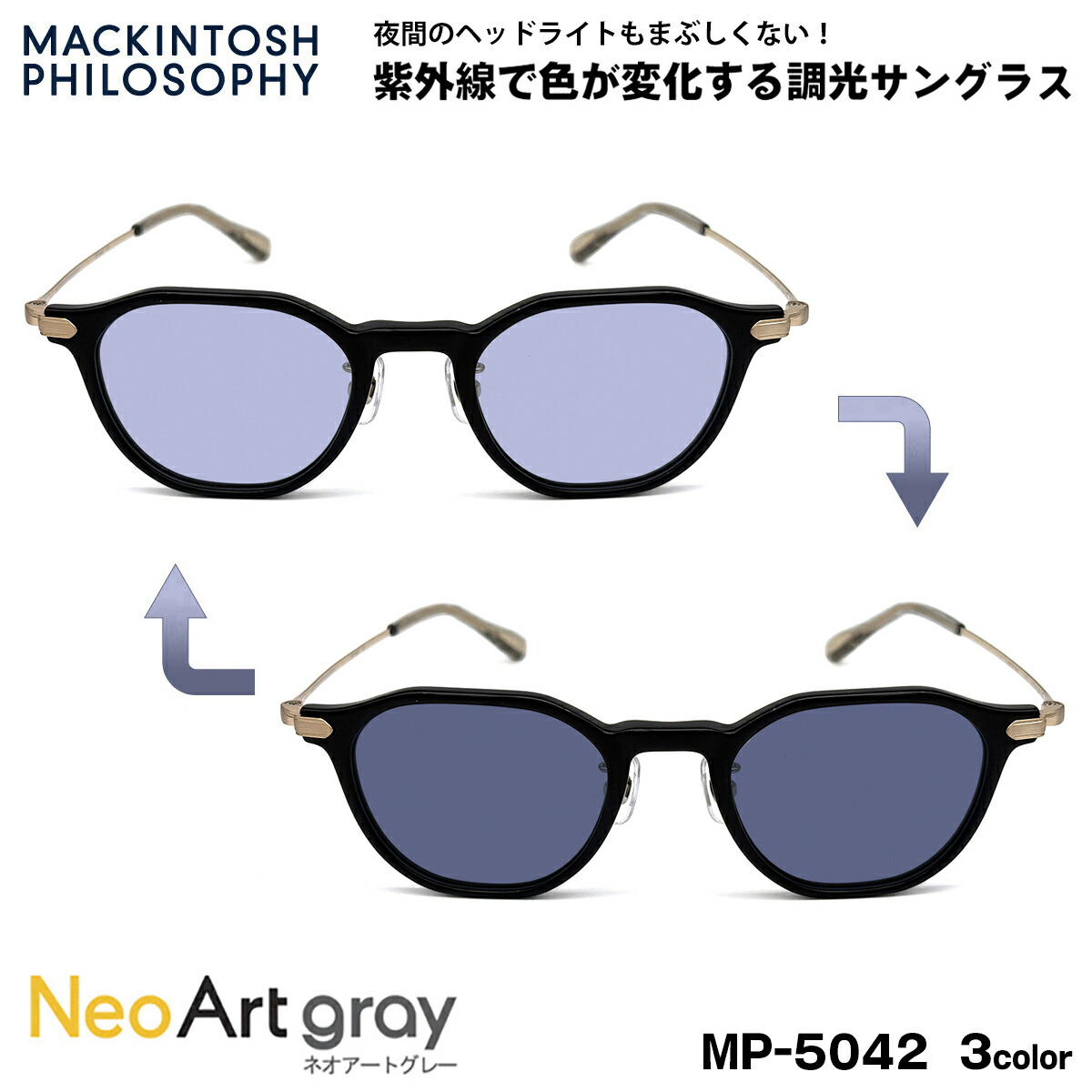 調光 サングラス ネオアート MP-5042 3色 47mm マッキントッシュ フィロソフィー MACKINTOSH PHILOSOPHY UVカット｜メガネ補聴器の専門店　アイニード