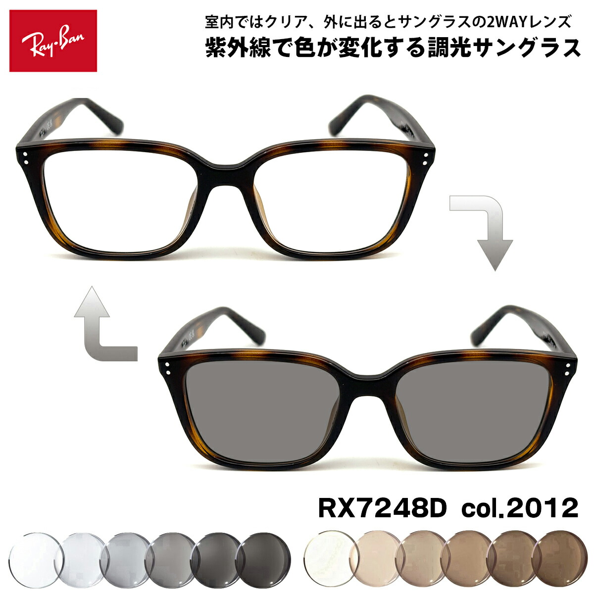 楽天市場】レイバン 可視光調光 サングラス RX7247D (RB7247D) 2012