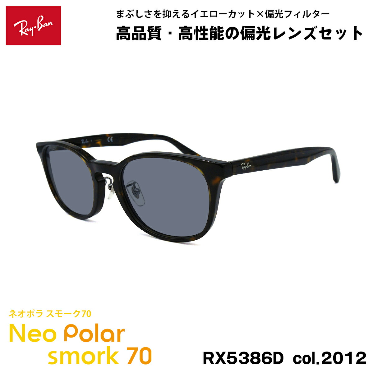 レイバン 偏光 サングラス ネオポラ RX5386D (RB5386D) 2012 51mm Ray-Ban アジアンフィット スモーク70 UVカット｜メガネ補聴器の専門店　アイニード