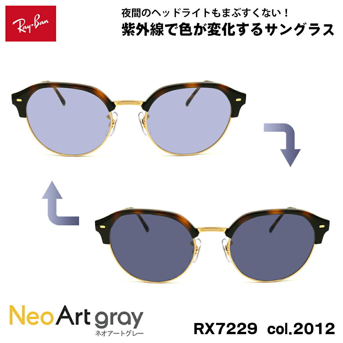 レイバン 調光 サングラス ネオアート RX7229 (RB7229) 2012 53mm Ray-Ban UVカット