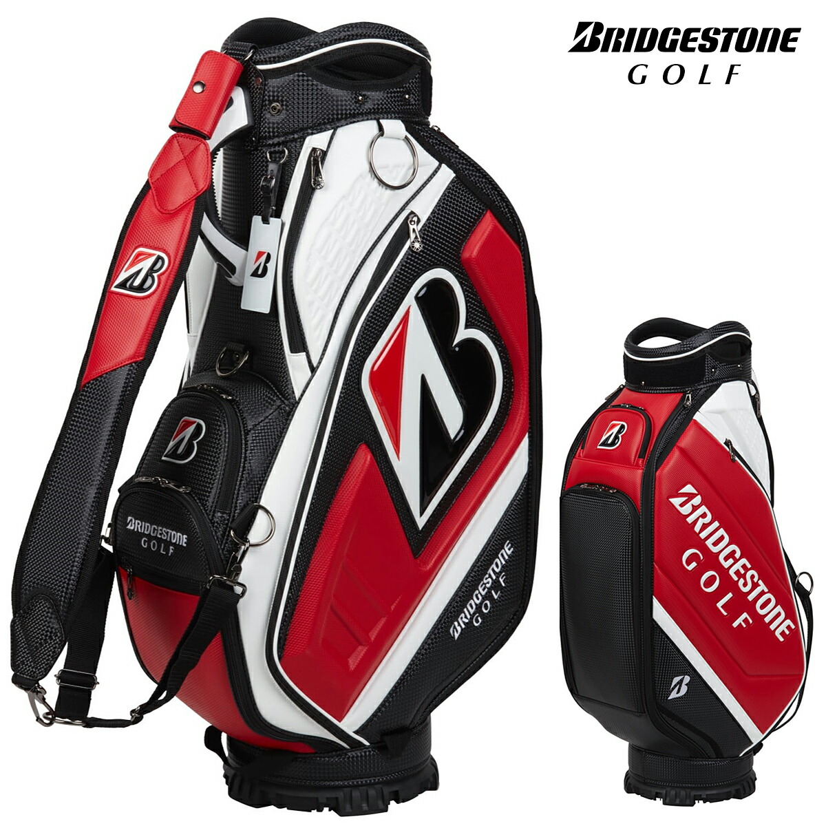 BRIDGESTONE ゴルフバッグ ブラック/ホワイト/レッド BRIDGESTONE GOLF キャディバッグ ホワイト/ブラック/レッド