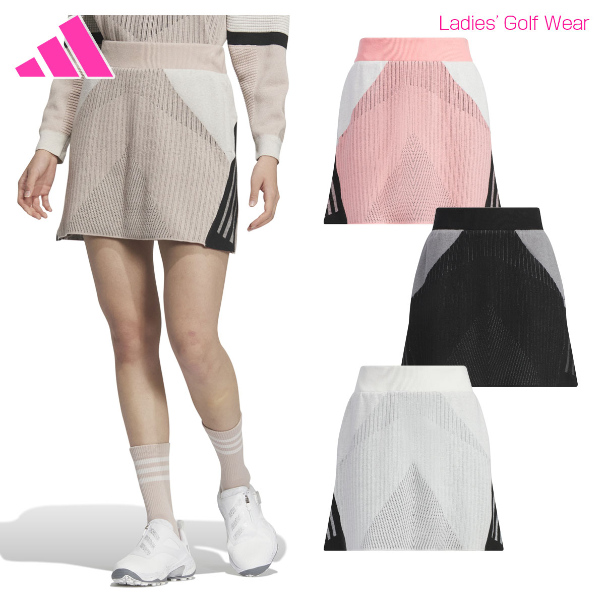 アディダス ゴルフ adidas Golf ゴルフウエア レディス スカート 「 JSB88 」 アーカイブグラフィック ニット 秋冬ウエア 【当店在庫品】