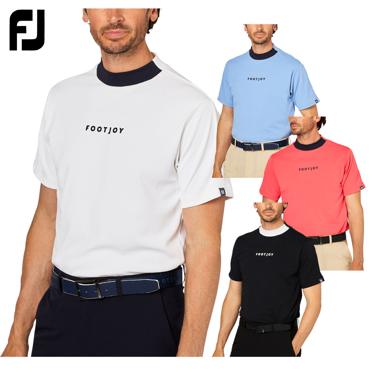 【4/10 エントリー/抽選で最大100%ポイントバック】 フットジョイ FOOTJOY ゴルフウエア メンズ 半袖モックネックシャツ 「 FJ-S25-S03 」 バイカラー 春夏ウエア 【当店在庫品】