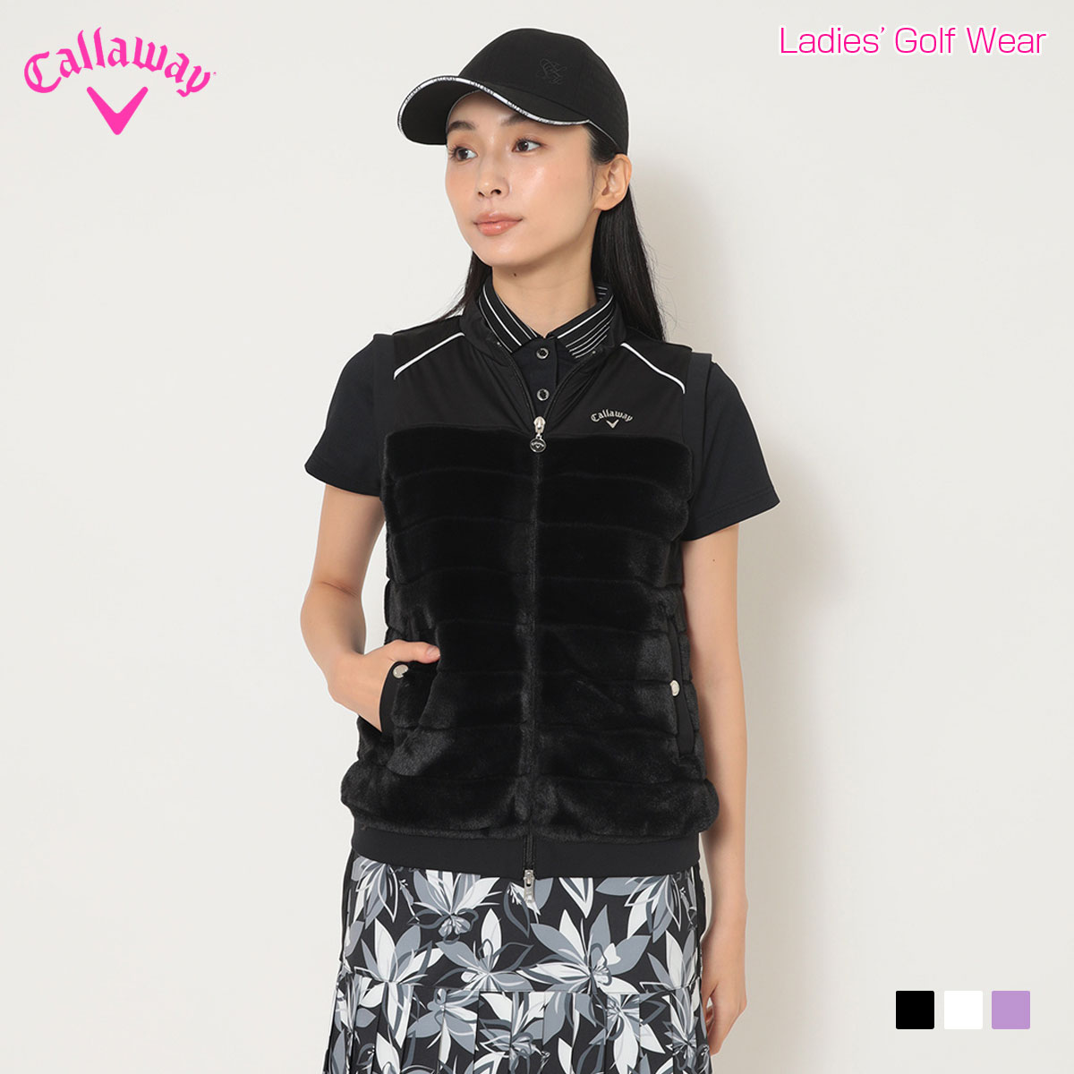 【4/15 エントリー/抽選で最大100%ポイントバック】 キャロウェイ ゴルフ Callaway GOLF ゴルフウエア レディス ベスト ファー 高ストレッチ 撥水 防風 透湿 「 C25216201 」 2025秋冬モデル 【当店在庫品】