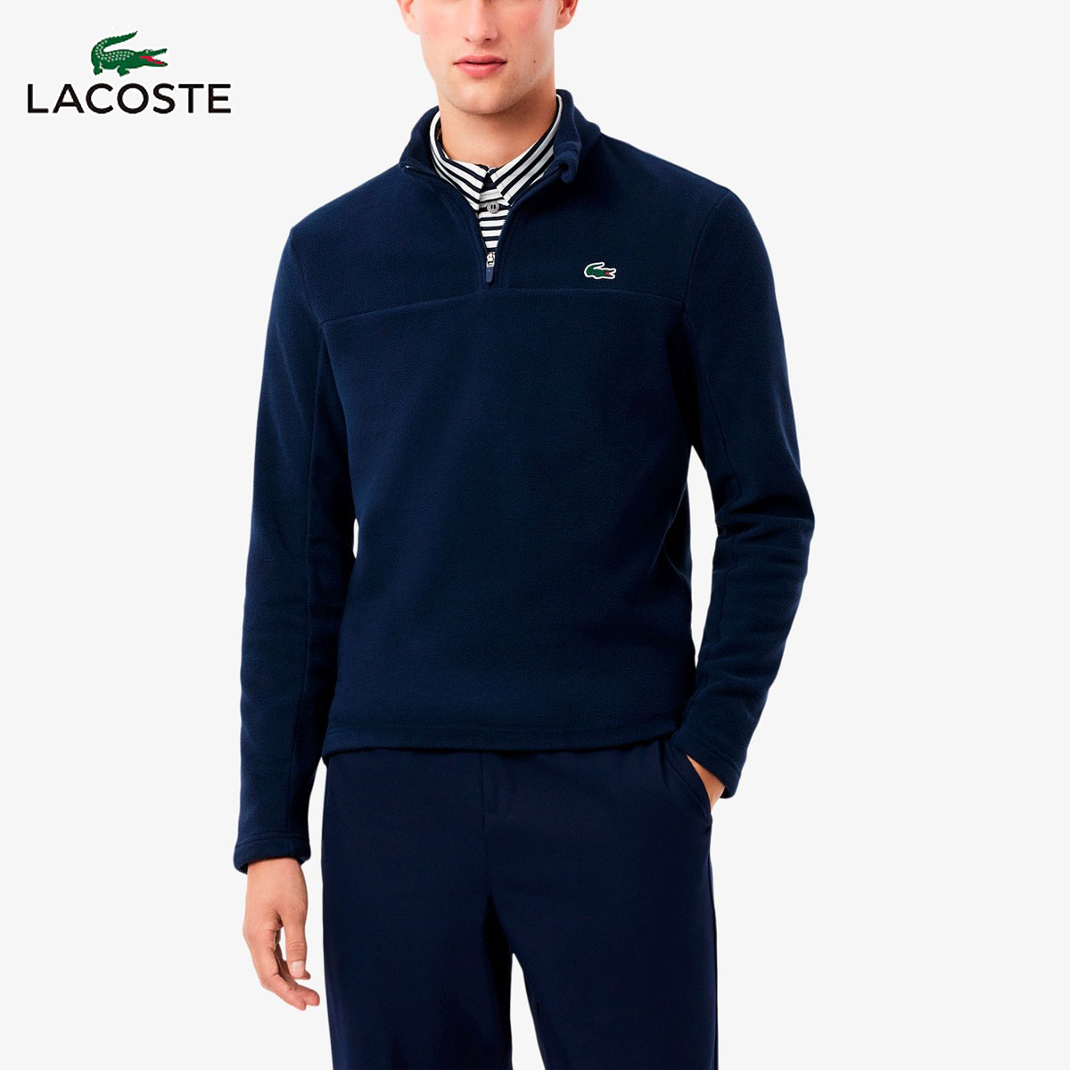 ラコステ LACOSTE ゴルフウエア メンズ フリース マイクロフリース ハーフジップ スタンドカラー 「 SH4809-99 」 秋冬ウエア 【当店在庫品】｜ＥＺＡＫＩ　ＮＥＴ　ＧＯＬＦ