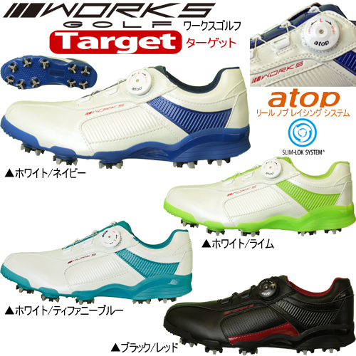 ワークスゴルフターゲットダイヤル式ワイヤー ソフトスパイク メンズ ゴルフシューズ「WORKS GOLF Target WSGS-1001」送料無料